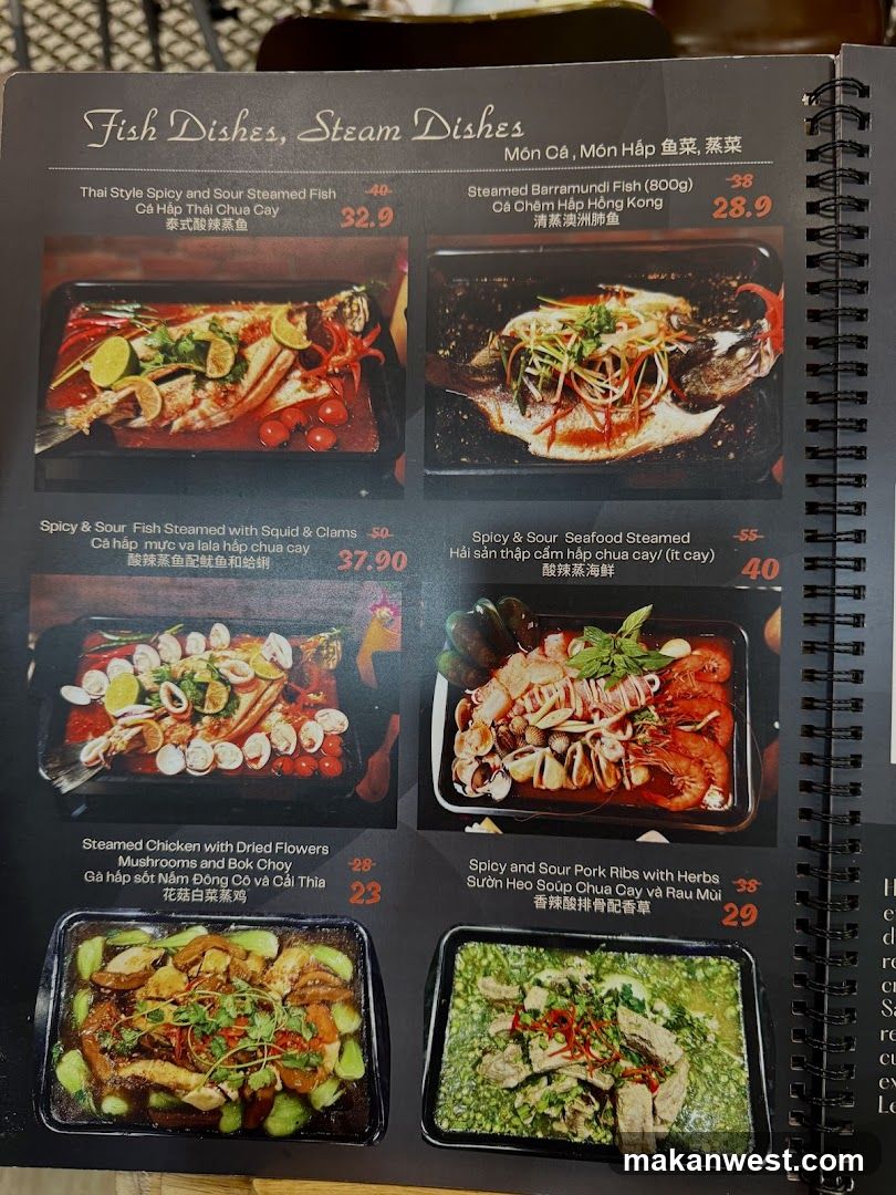Fish Dishes, Steam Dishes Menu Page