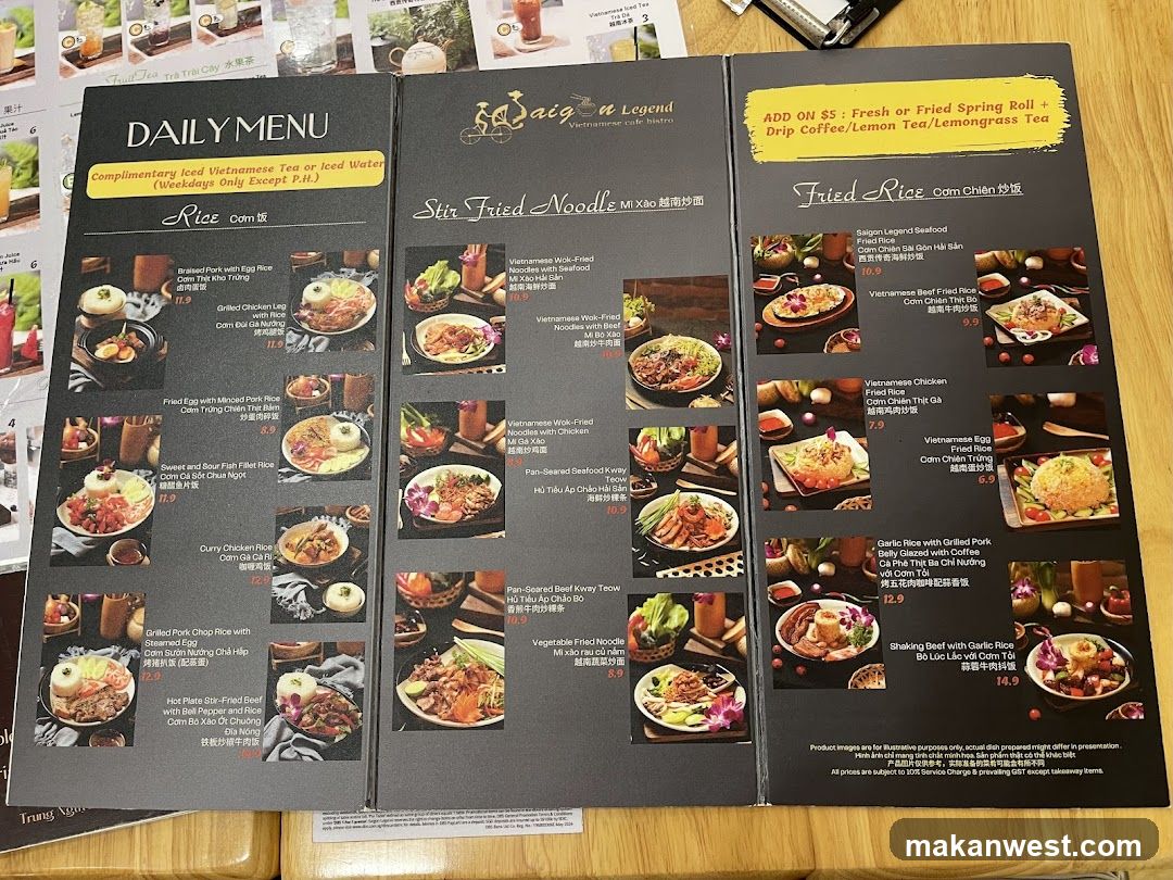 Saigon Legend Menu