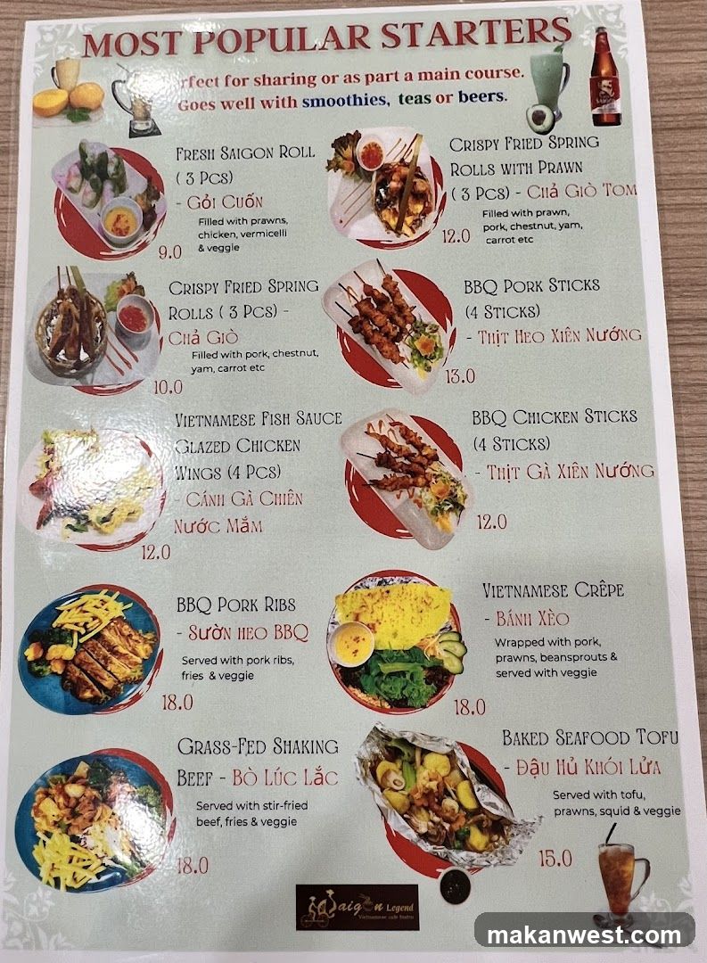 Most Popular Starters Menu