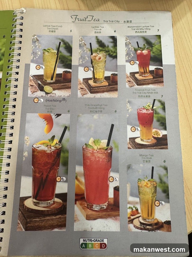 Fruit Tea Menu