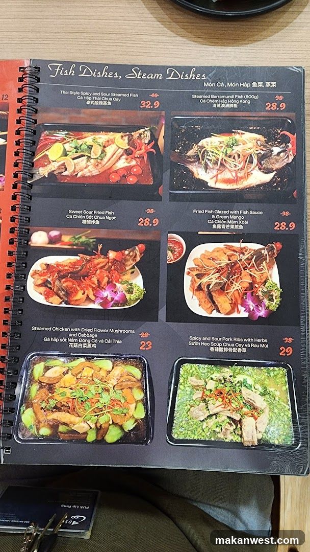 Fish Dishes, Steam Dishes Menu Page