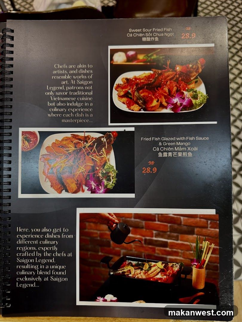 Saigon Legend Menu Page