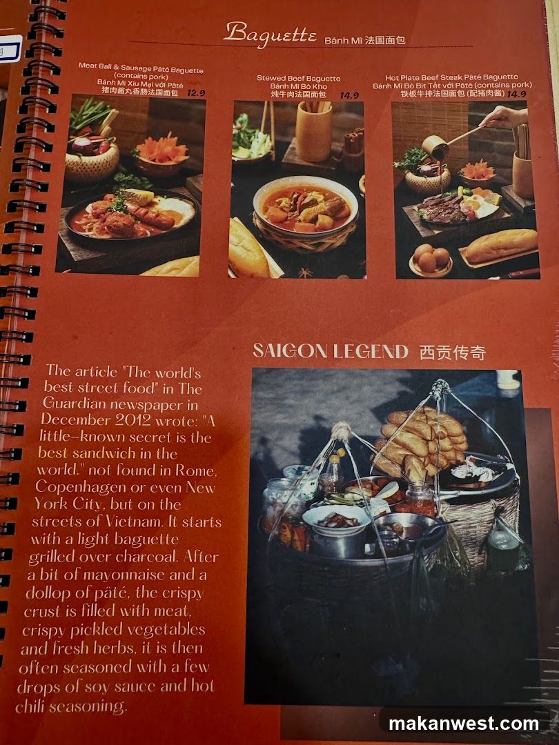 Baguette Menu Page