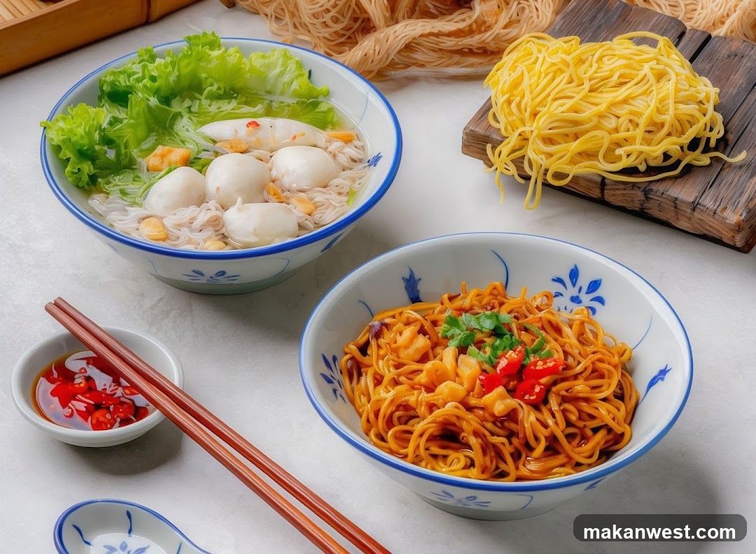 Noodle Bowls with Fish Balls and Sesame Noodles