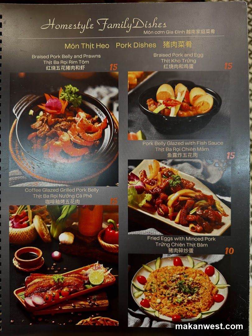 Homestyle Family Dishes Menu