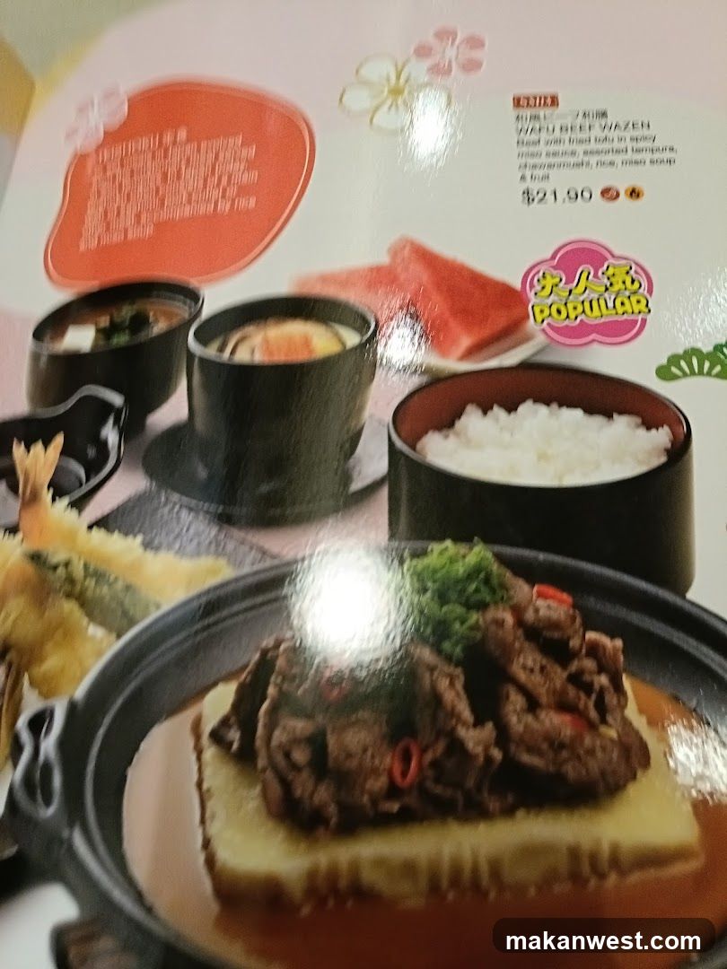 Food Menu Page with Wafu Beef Waizen