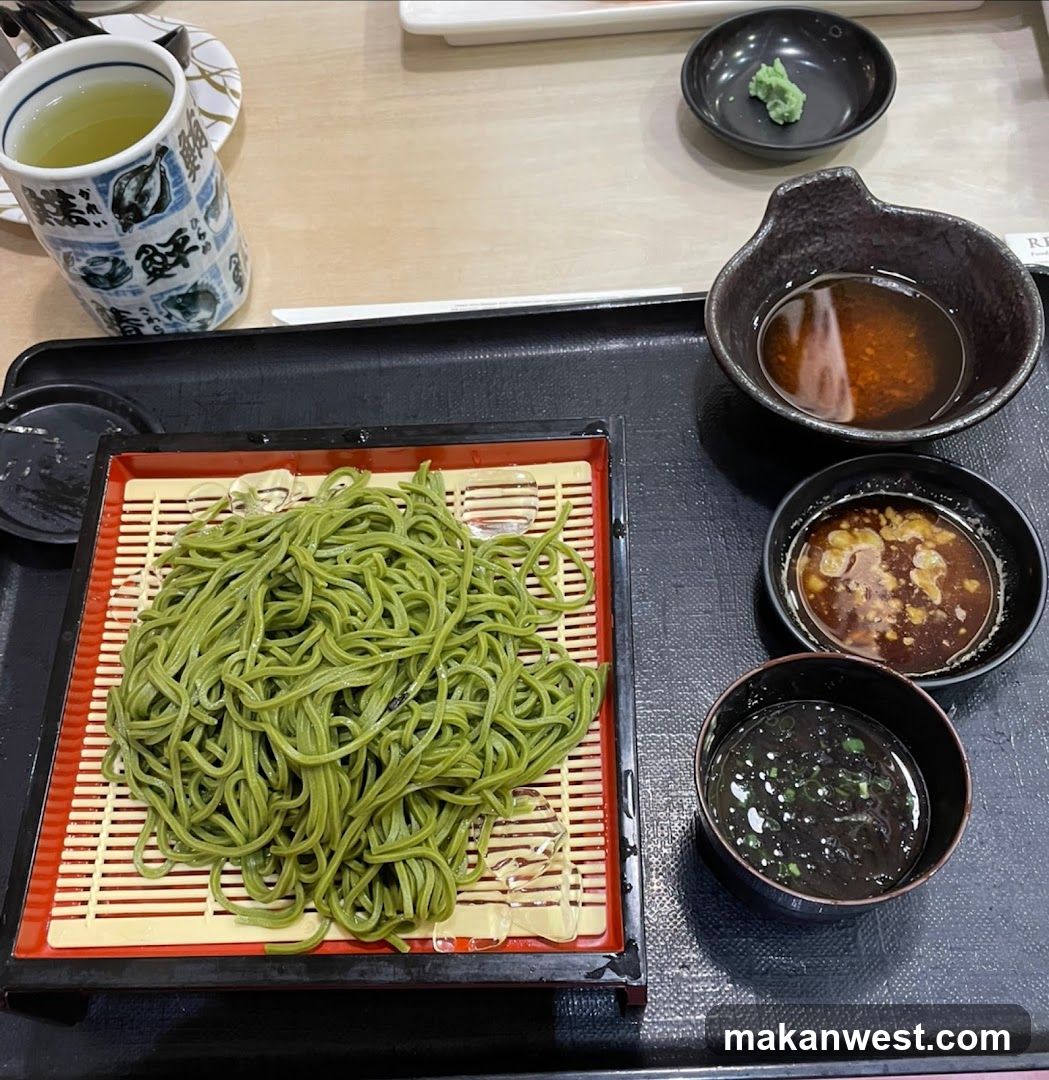 Matcha Noodles with Side Dishes