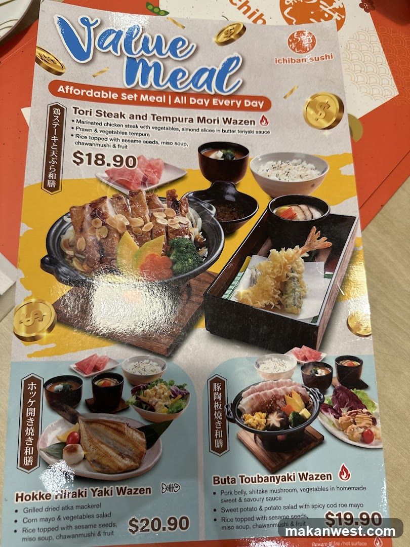 Ichiban Sushi Value Meal Menu