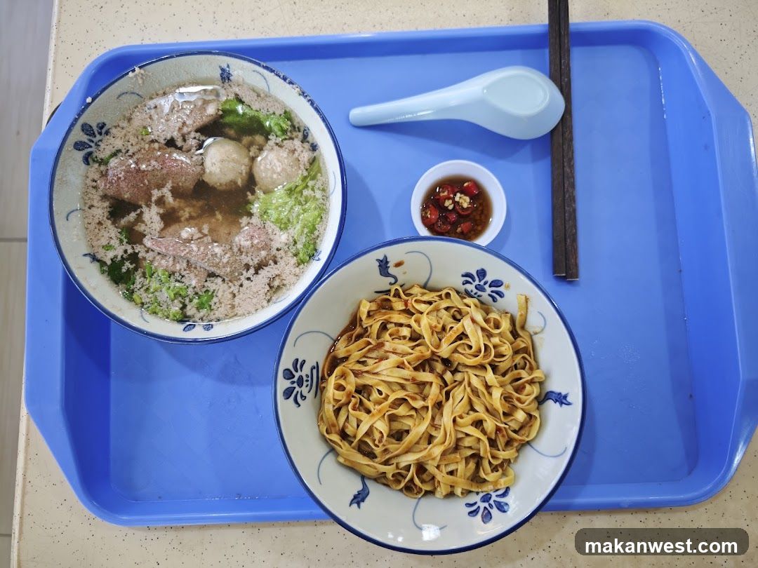 Food Tray with Noodles and Soup