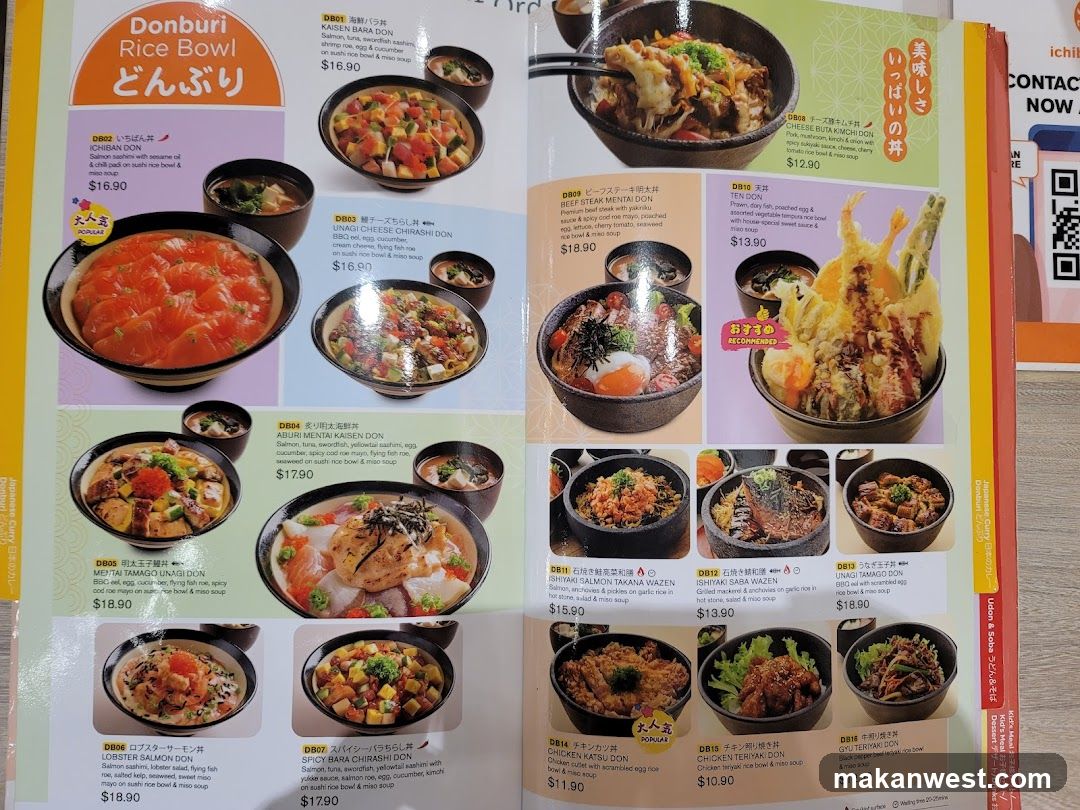 Donburi Rice Bowl Menu