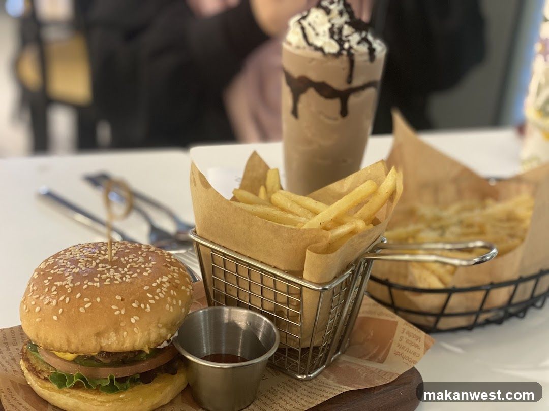 Burger and Fries with Shake