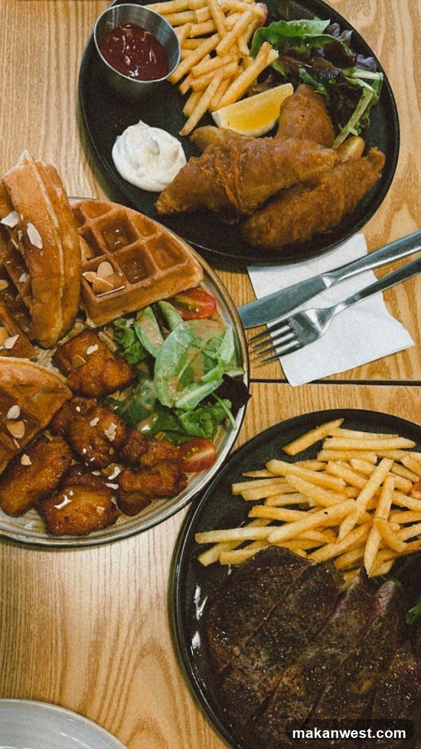 Food Spread on Wooden Table