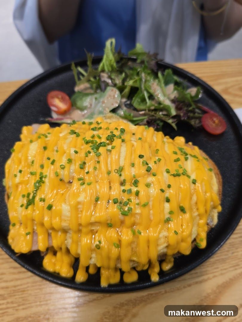 Cheese Topped Omelette with Salad