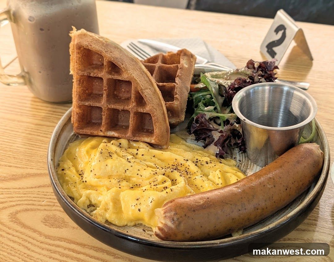 Breakfast Plate with Waffles and Sausage