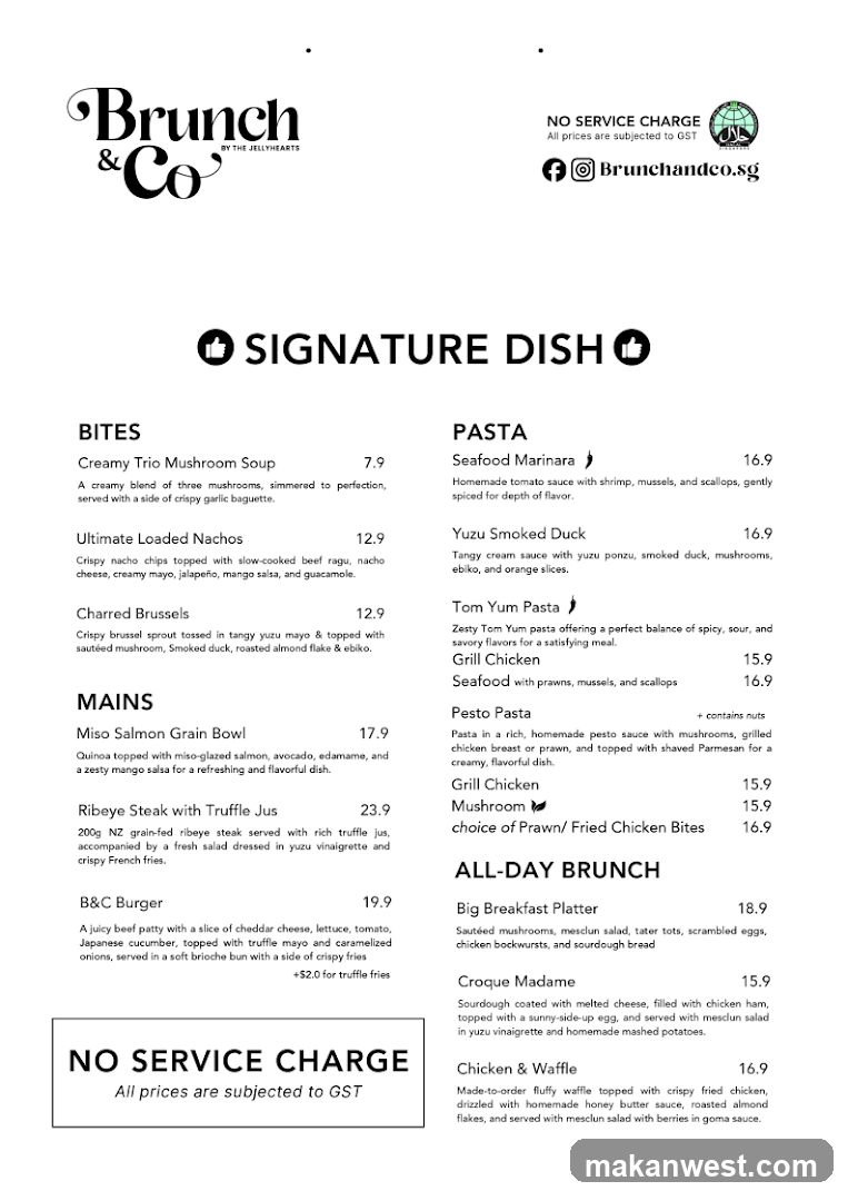 Brunch & Co - Signature Dish Menu