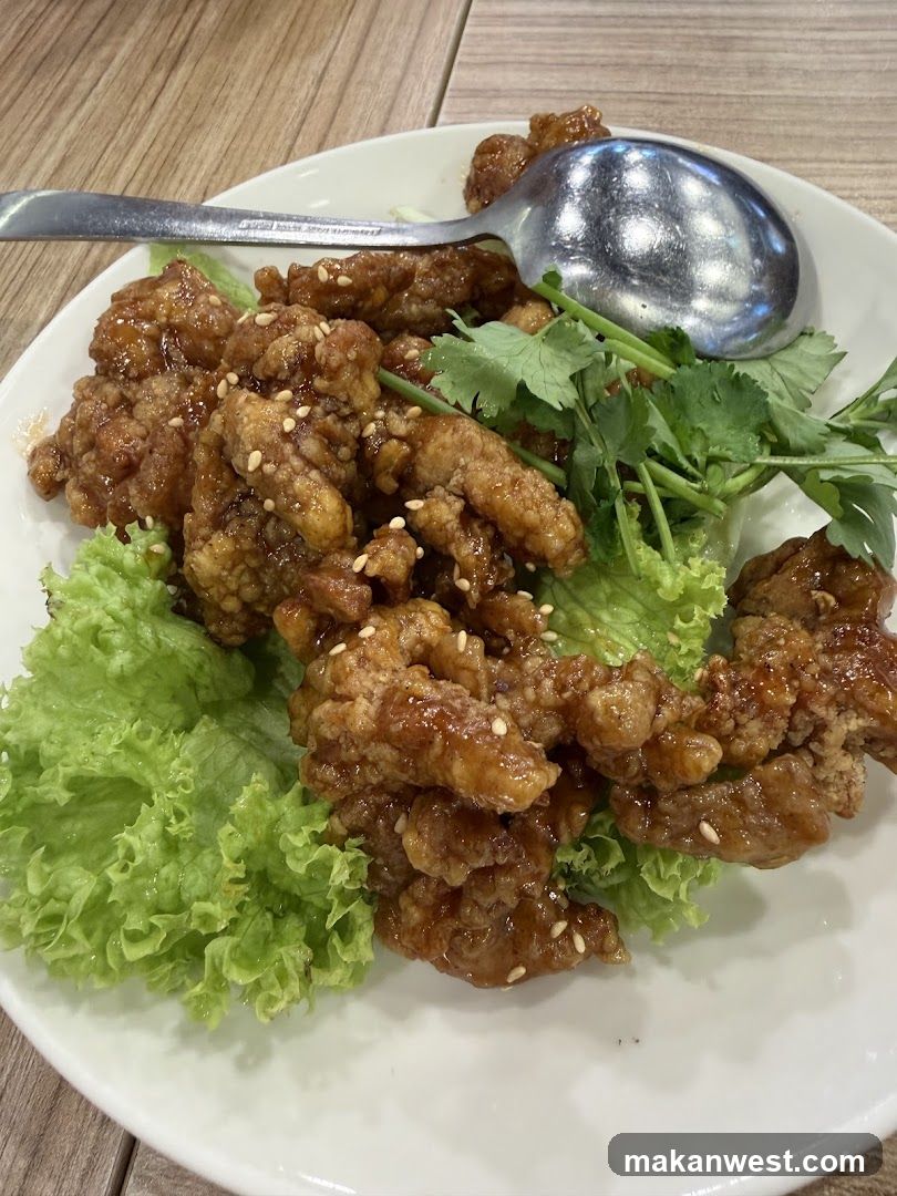 Crispy Sweet and Sour Pork with Lettuce and Cilantro