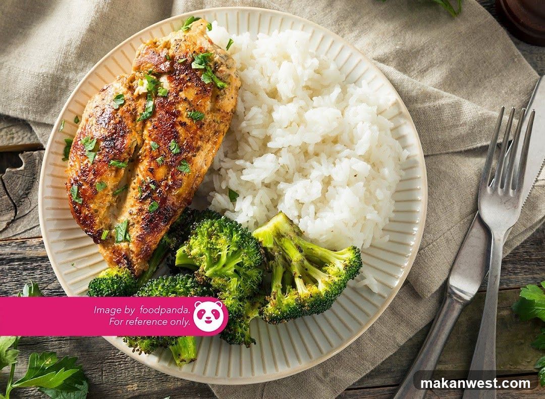 Grilled Chicken with Broccoli and Rice