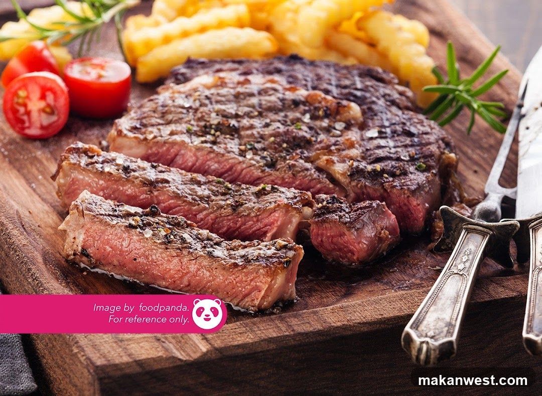 Grilled Steak with Fries and Tomatoes