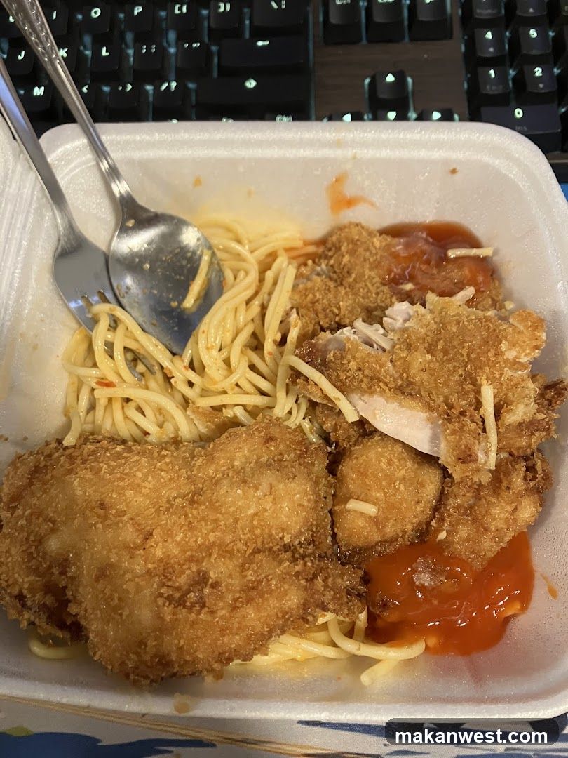 Breaded Chicken and Spaghetti Meal
