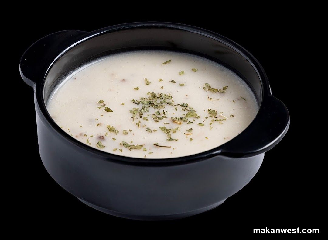 Creamy Soup in Black Bowl