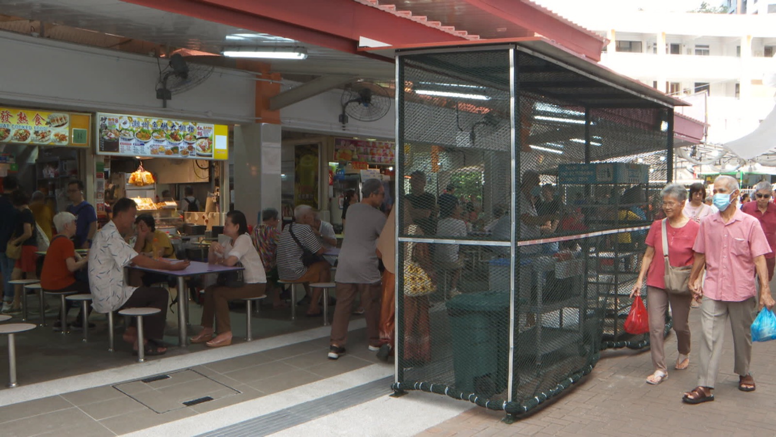 Bird netting at Clementi 448 Market and Food Centre after the 2026 works