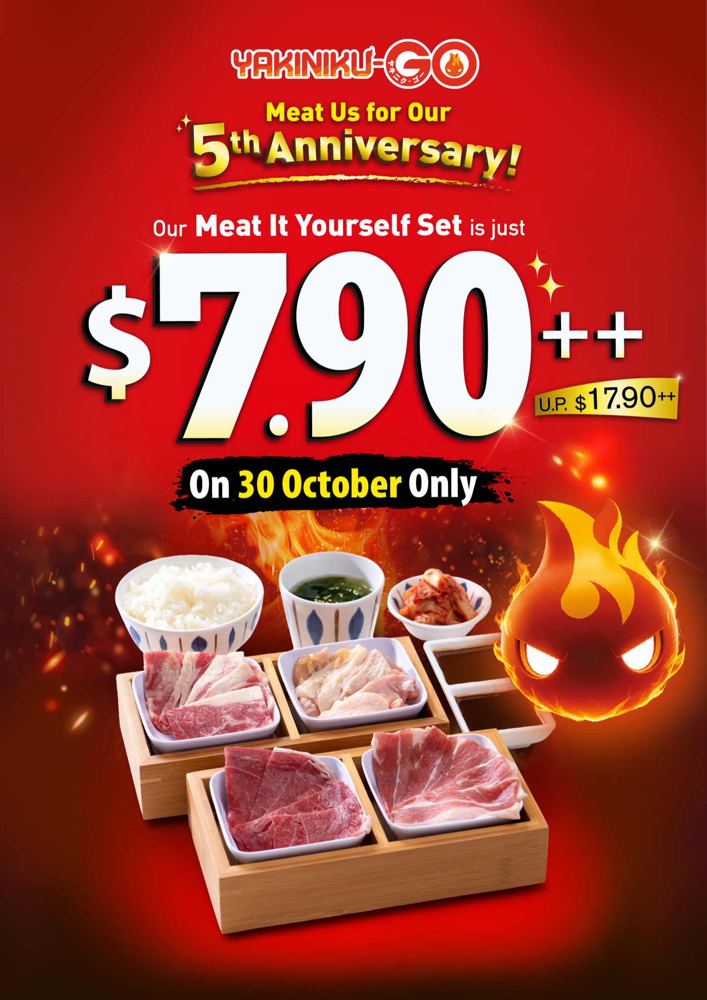 Yakiniku-GO's 5th anniversary set is $7.90++ on 30 October only